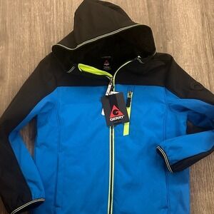 Gerry Weber Blue and Black Hooded Jacket with Neon Accents youth Medium 10/12
